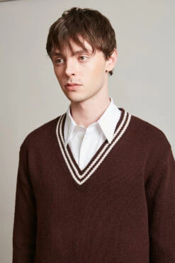 Pull Col V Coupe Ample En Maille De Laine Et Cachemire -Élégance Soldes Sross 07 2