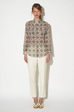 Chemise Manches Longues En Voile De Coton Suisse Imprimé -Élégance Soldes ss24 tsassari 12 1800