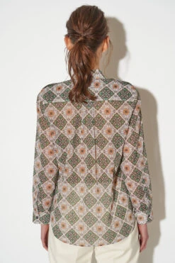 Chemise Manches Longues En Voile De Coton Suisse Imprimé -Élégance Soldes ss24 tsassari 12 1804