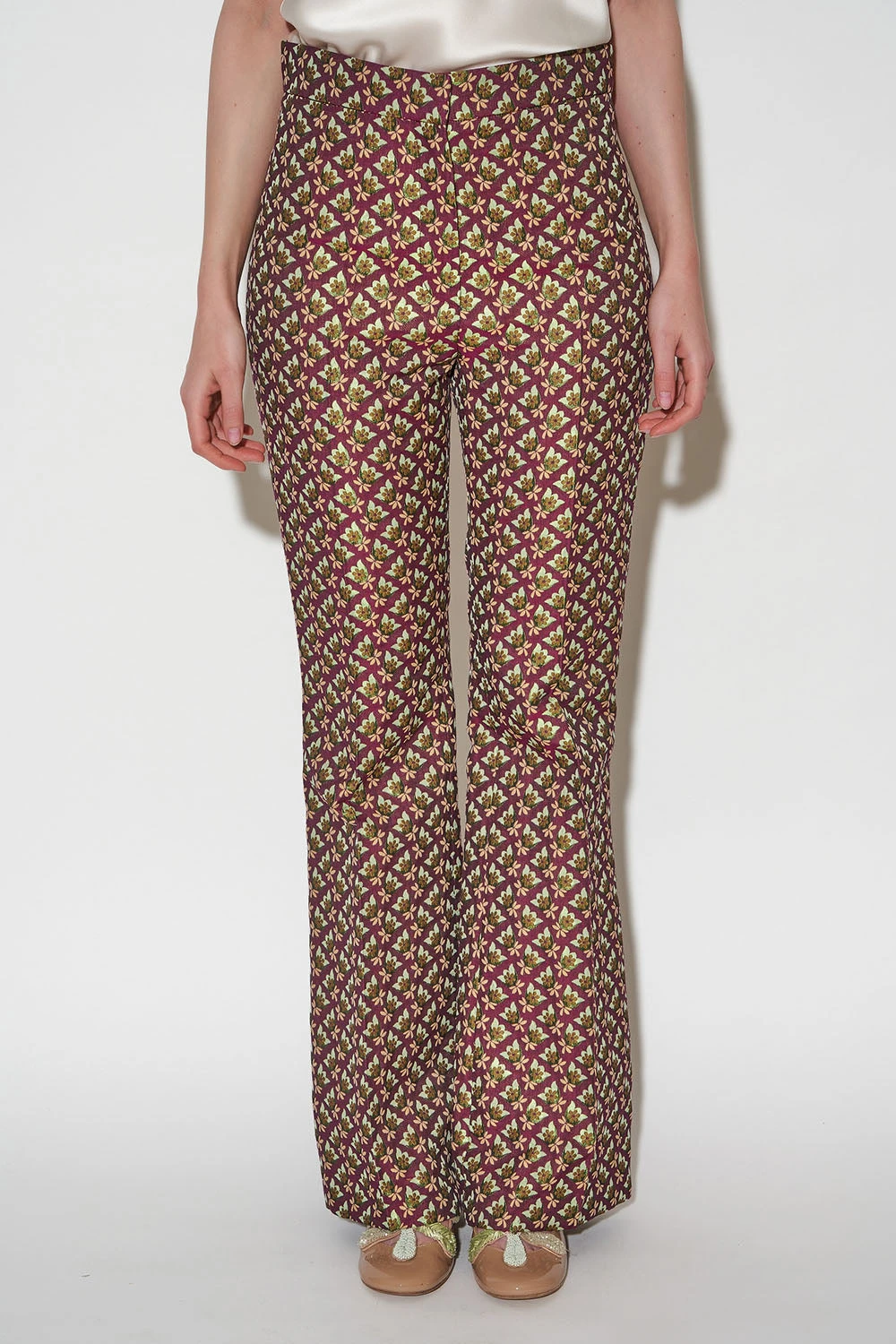 Pantalon Droit évasé En Jacquard Floral All Over 7 Pantalon Droit évasé En Jacquard Floral All Over - Image 5